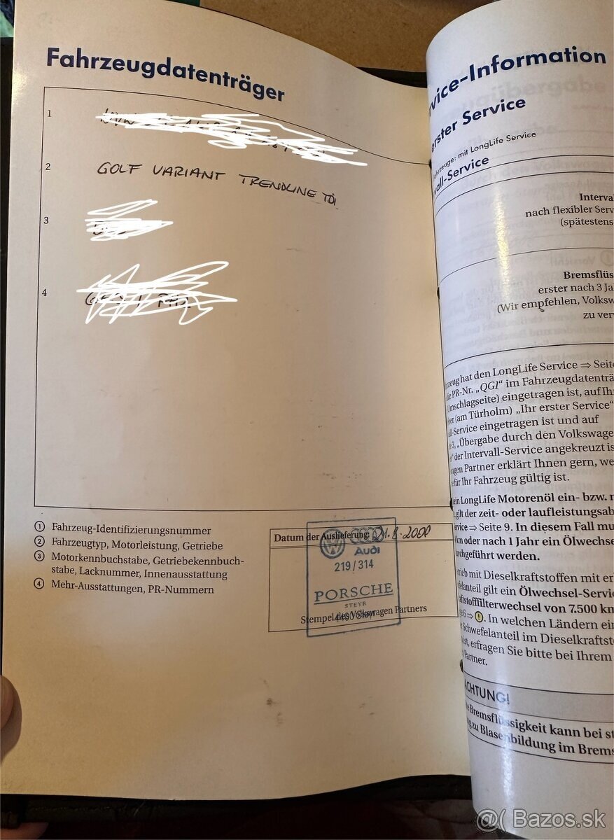 stierace, rohoze z golf 5 2009 combi, Servisna knizka pre go - 9