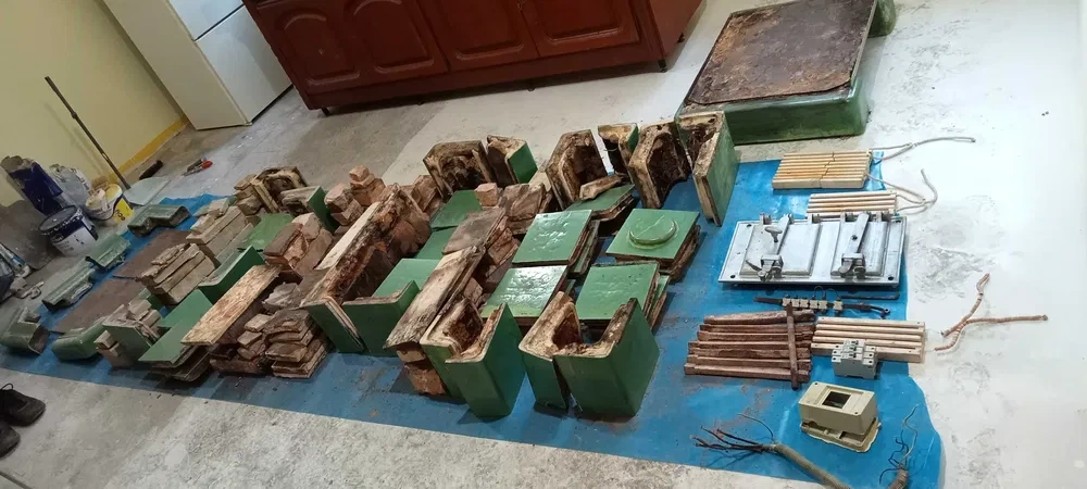 Kachlova pec, kachle, zelena, dobry stav - 9