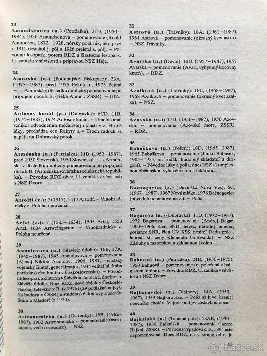 Zlatá kniha banícka, Bratislavský topografický lexikón - 9