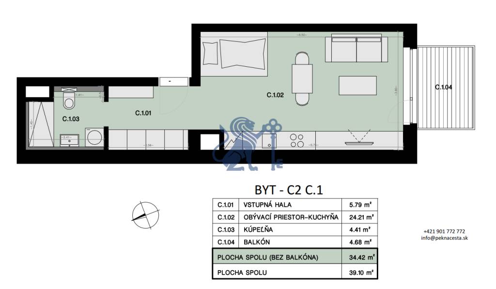 Na predaj 1-izbový byt s balkónom - C1 - 9