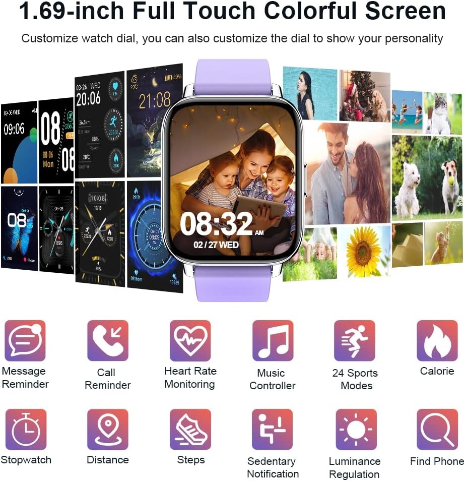 Chytré hodinky Molocy P32D - 1,69 "HD displej, IP68 - 9