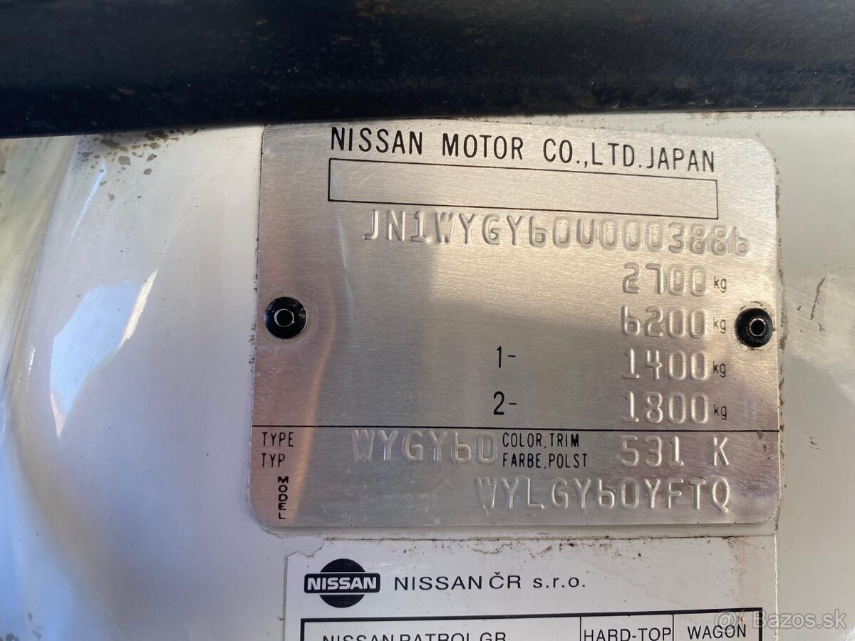 NISSAN PATROL WAGON 1995 VIN 886 - 9