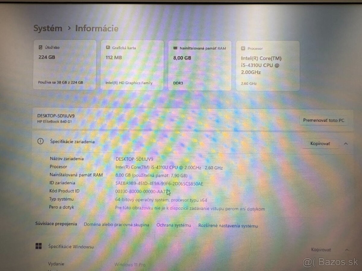 Notebook HP 840 G1 / i5 / 8GB RAM / 256GB SSD / W11 - 9