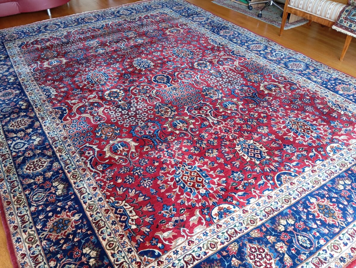 AKCIA🌟Majestátny ručne viazaný hodvábny Isfahan 4,1×3,1 m🌟 - 9