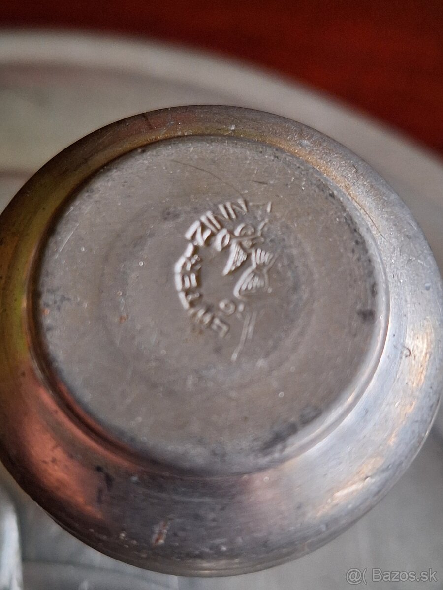 Starý cínový riad značený - 9