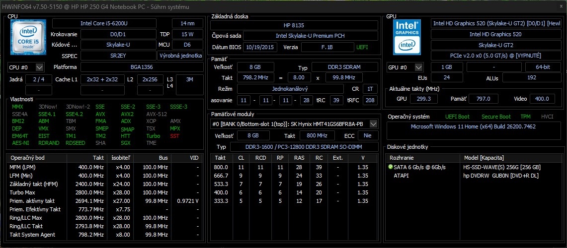 HP 250 G4 /Intel Core i5-6200U/8GB RAM/HD/256GB SSD - 9