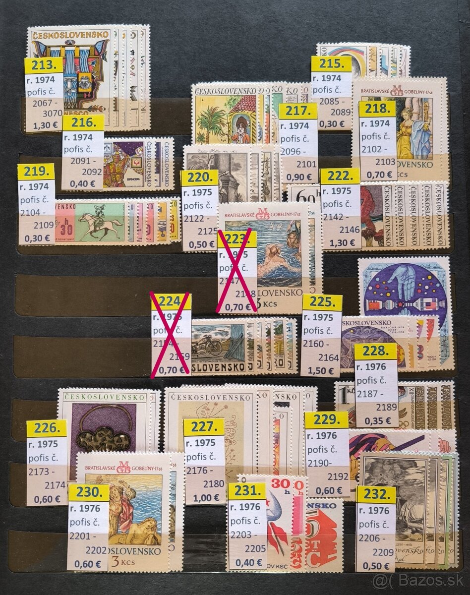 Poštové známky Českoslovemsko - série čisté - 9