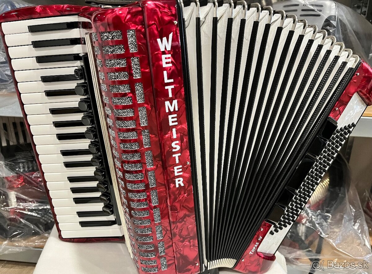 Predám špičkový akordeón Weltmeister Topas IV 96 basový- NAJ - 9