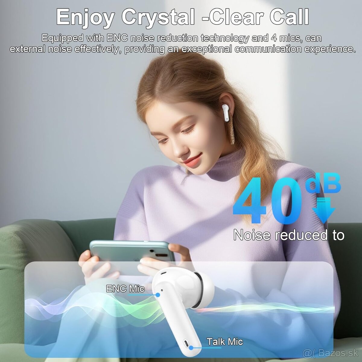 Bezdrôtové slúchadlá Btootos A90 Pro – Bluetooth 5.4, ENC - 9