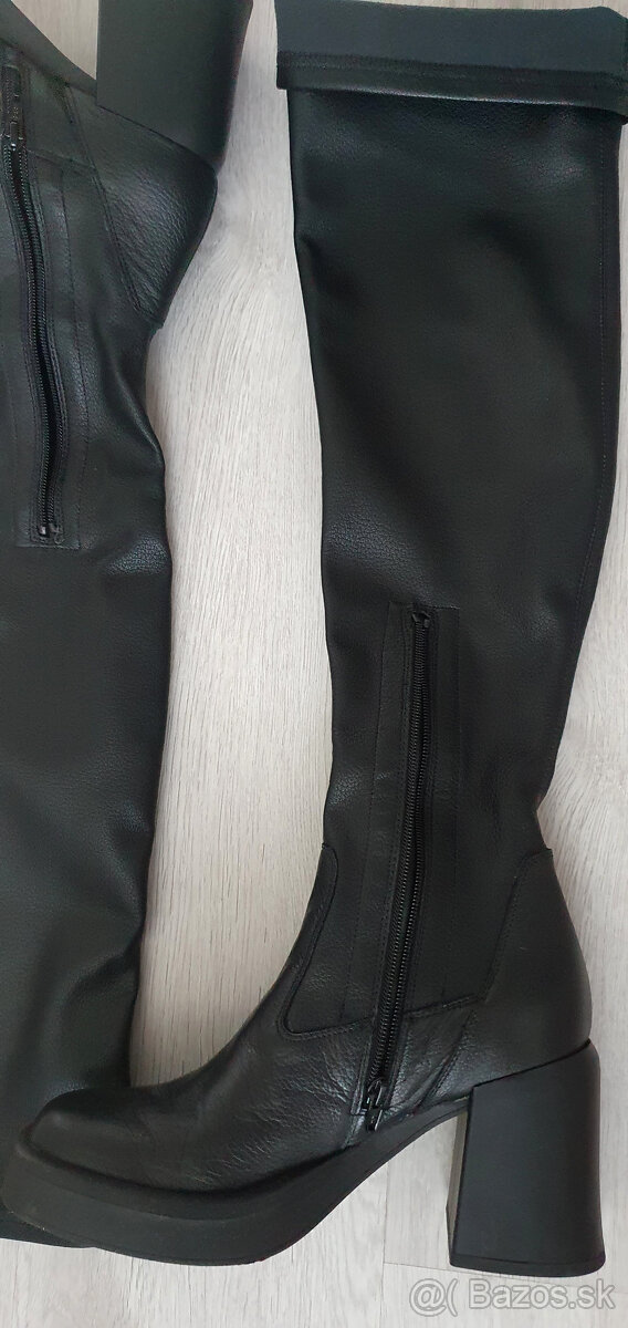 Kožené čižmy BAŤA nad kolená v.40 - NOVÉ - 9