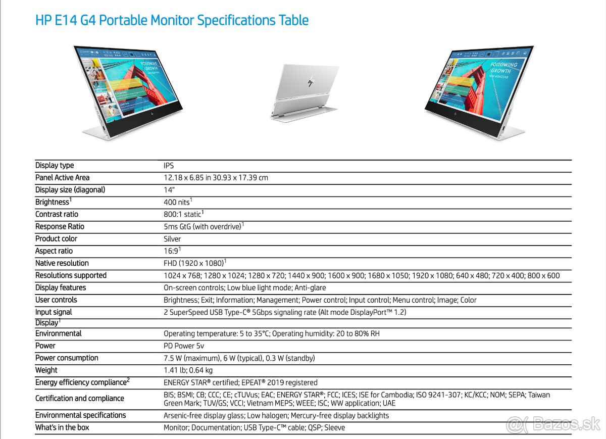 Prenosný Monitor HP E14 G4 pre USBC - 9