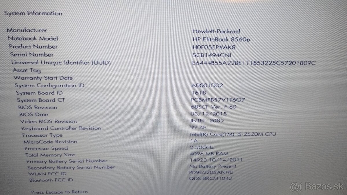 Predám notebook HP EliteBook 8560P - 9