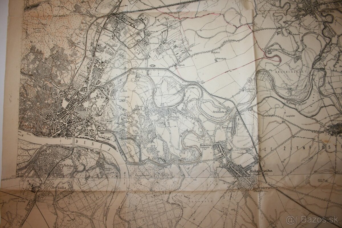 Takmer 100 ročná mapa Bratislavy s okolím - 9