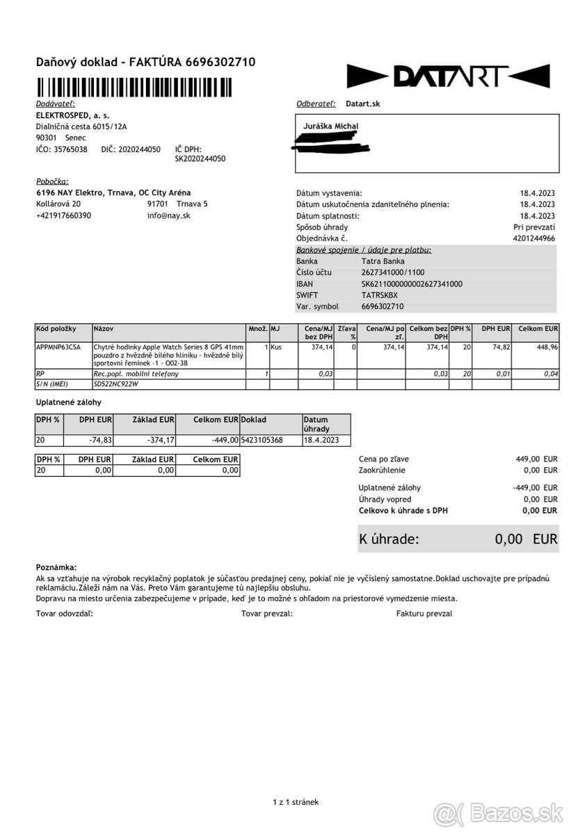 Apple Watch Series 8 GPS 41mm + faktúra (baterka 100%) - 9