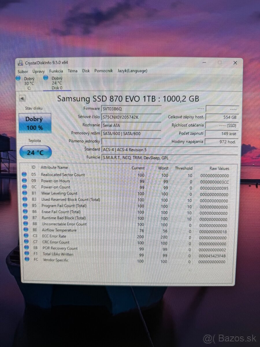 Samsung SSD 870EVO 1TB 2,5” - 9