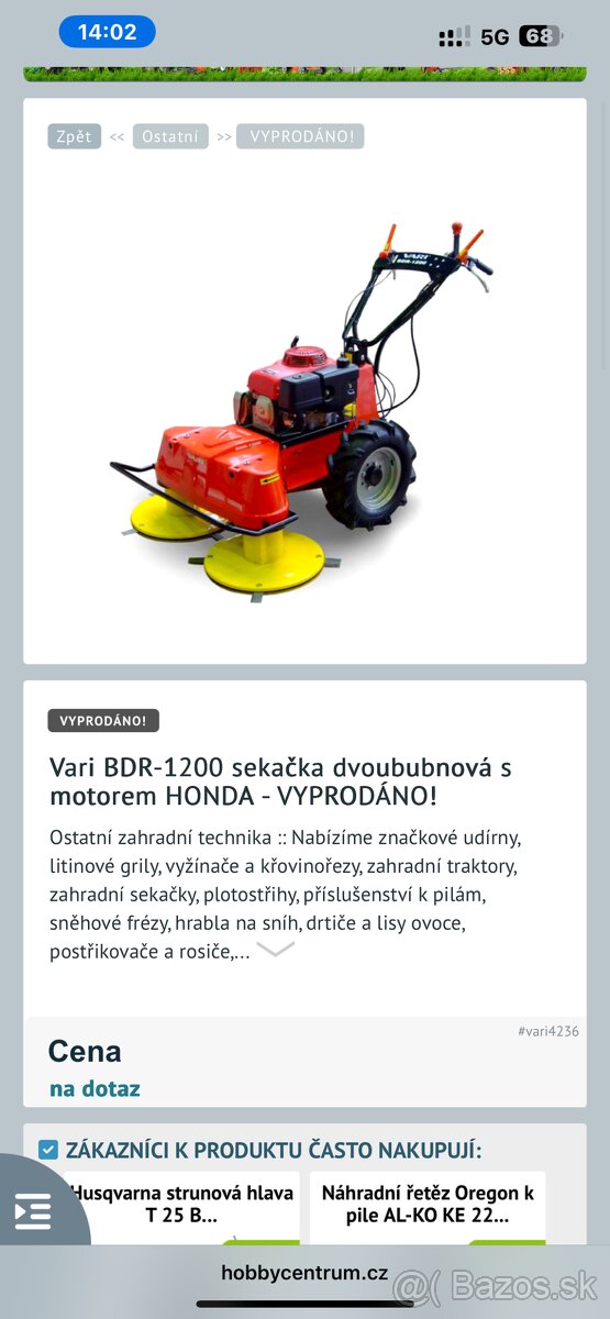 DVOUBUBNOVÁ sekačka VARI BDR 1200 zánovní stav - 9