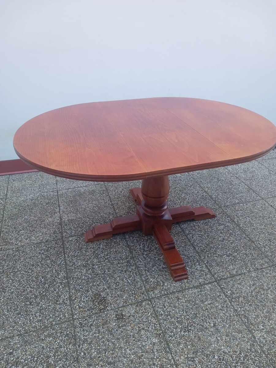 Rustikální jídelní set, rozkládací stůl, 6 židlí, masív - 9