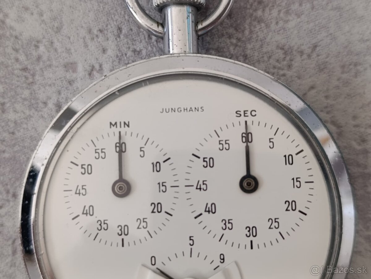 Zajímavé staré německé kapesní stopky Junghans 1/10s. - 9