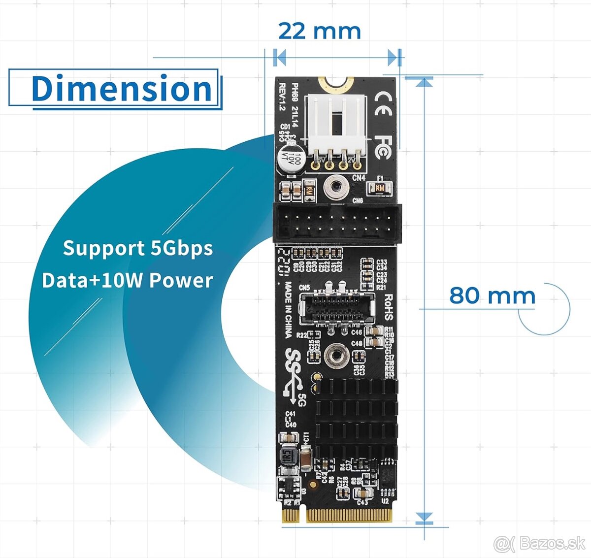 5× M.2 M‑Key to USB‑C / USB‑A interný adaptér - 9