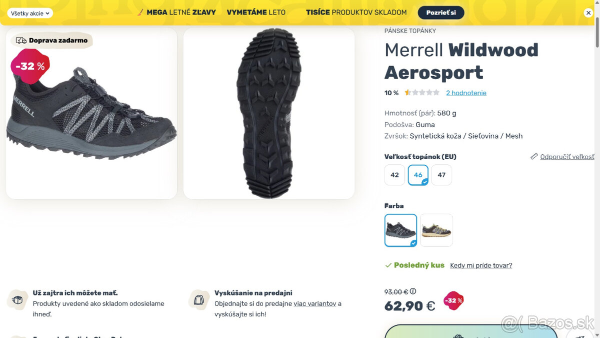 Predám Merrell Wildwood Aerosport veľ. 8 (42) nové - 9