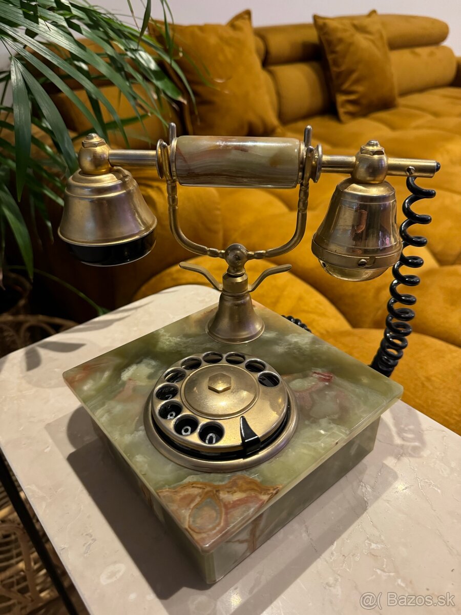 Luxusný retro telefón z prírodného onyxu- zberateľský kus - 9