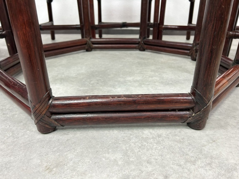 Dizajnový bambusový octagonal jedálenský stôl + 5ks stoličie - 9