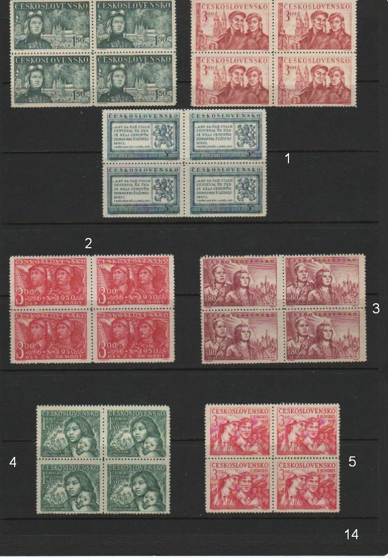 Známky Československo - 4 bloky a iné známky - 9