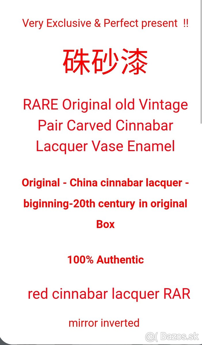 Starožitná čínska vyrezávaná váza z Cinnabaritu (rumelka) 18 - 9