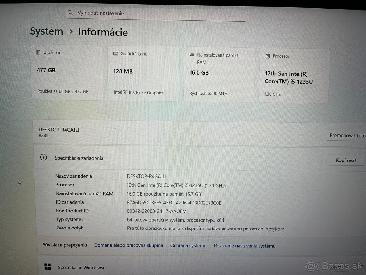 Predám Lenovo Ideapad slim 16gb, 512ssd - 9
