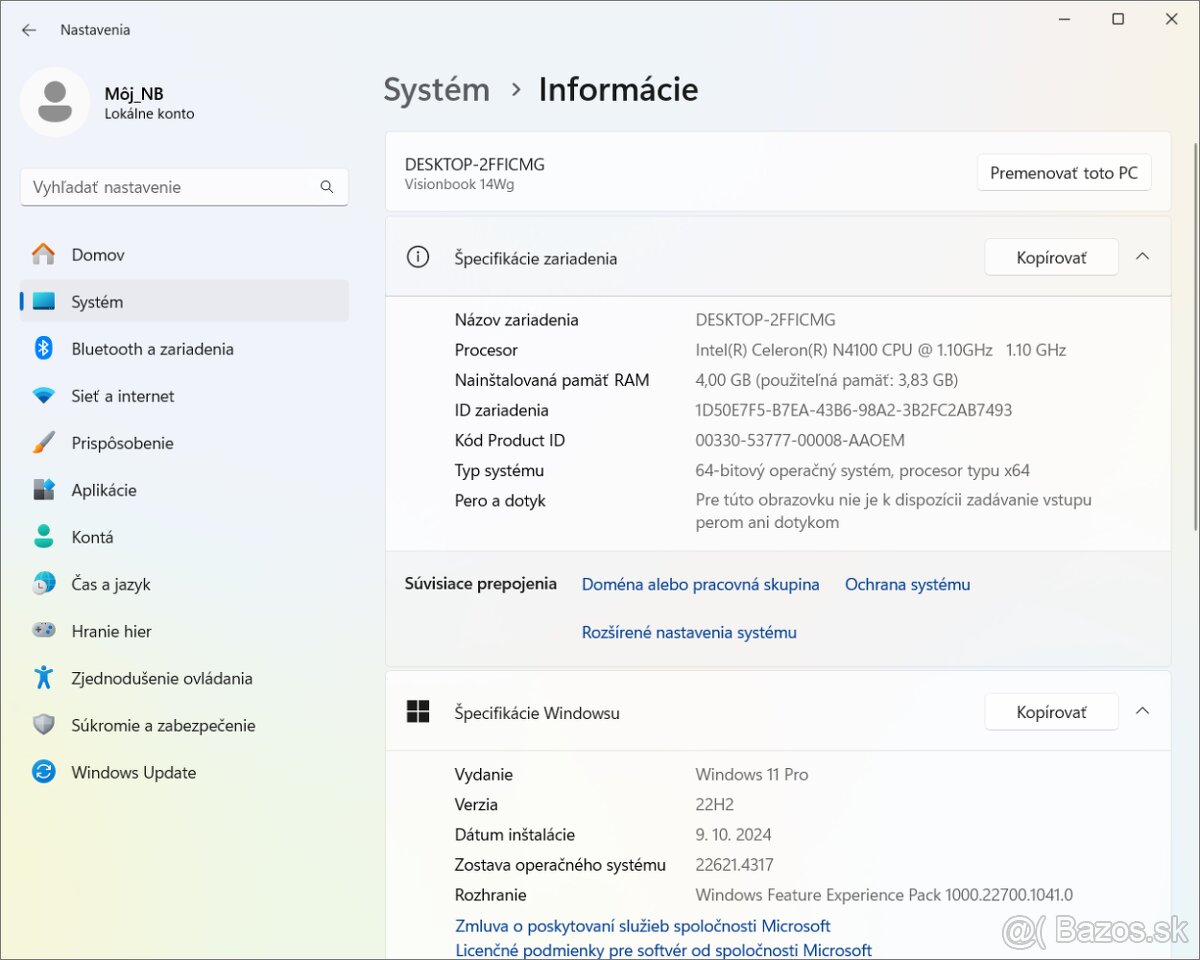 Predám 14" notebook Umax visionbook 14wg. - 9