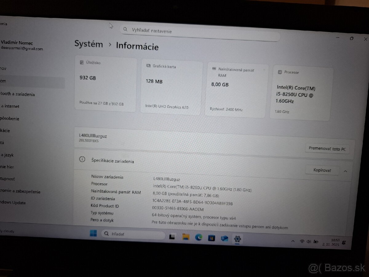 Lenovo thinkpad L480 - i5, fullHD, 1TB hdd - 9