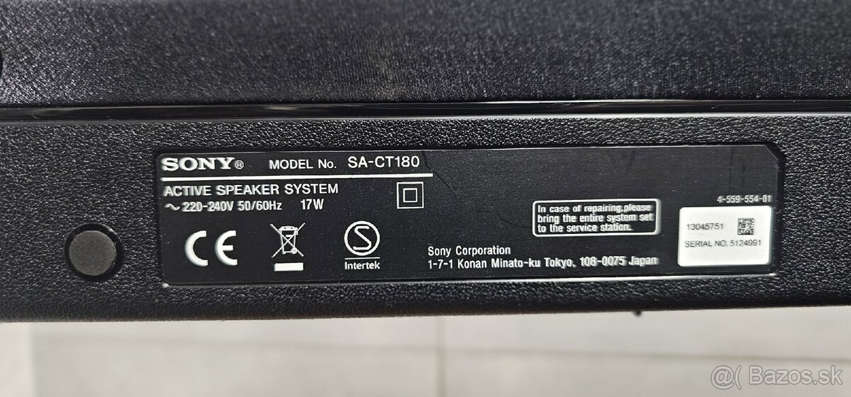 Soundbar SONY HT-CT180 (100W, Bluetooth, NFC)
- 9