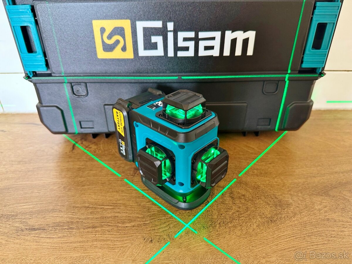 Zelený 4D samonivelačný laser Gisarn so statívom + 2 batérie - 9