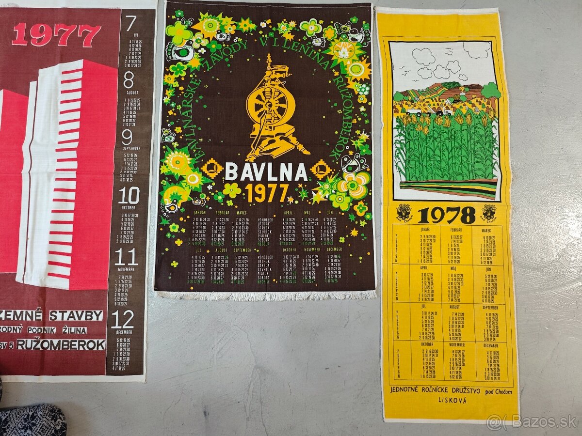 ČSSR, 15ks retro textilne kalendáre - 9