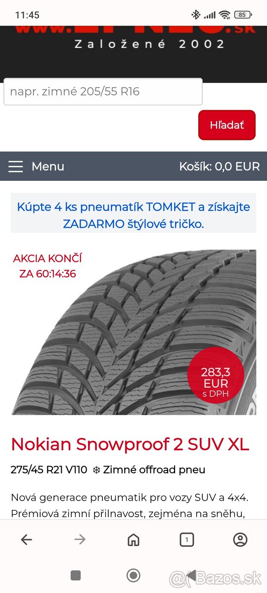 predám zimné pneu.275/45 r21 - 9