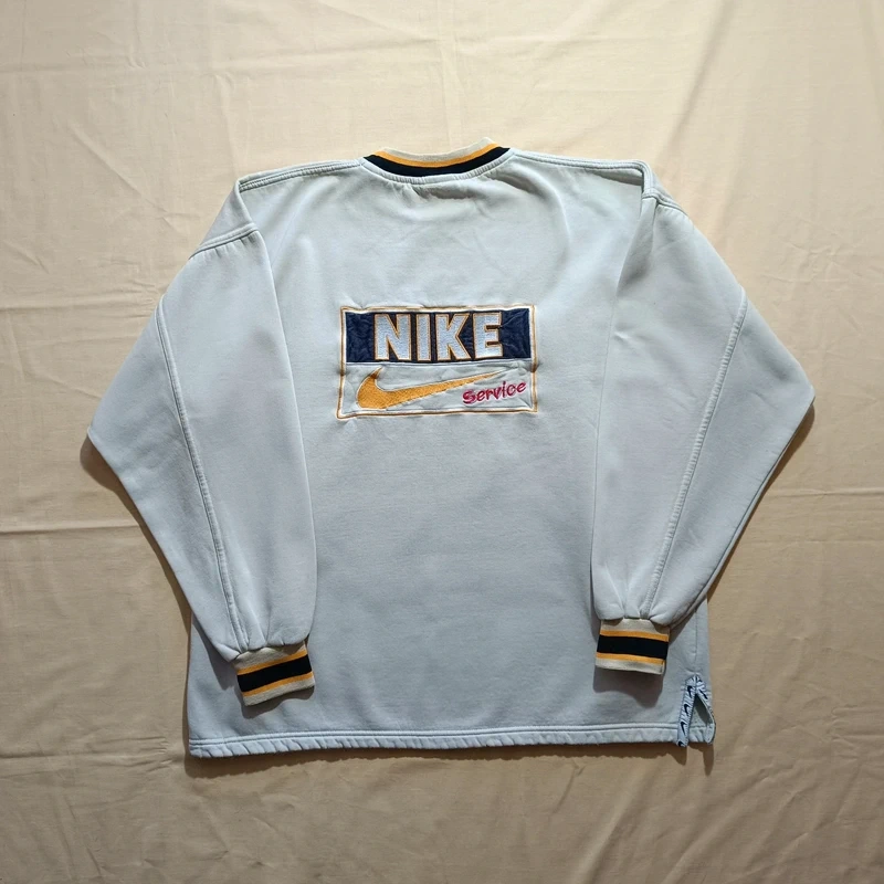 Vintage 90s NIKE Service béžová mikina bez kapucne XL - 9