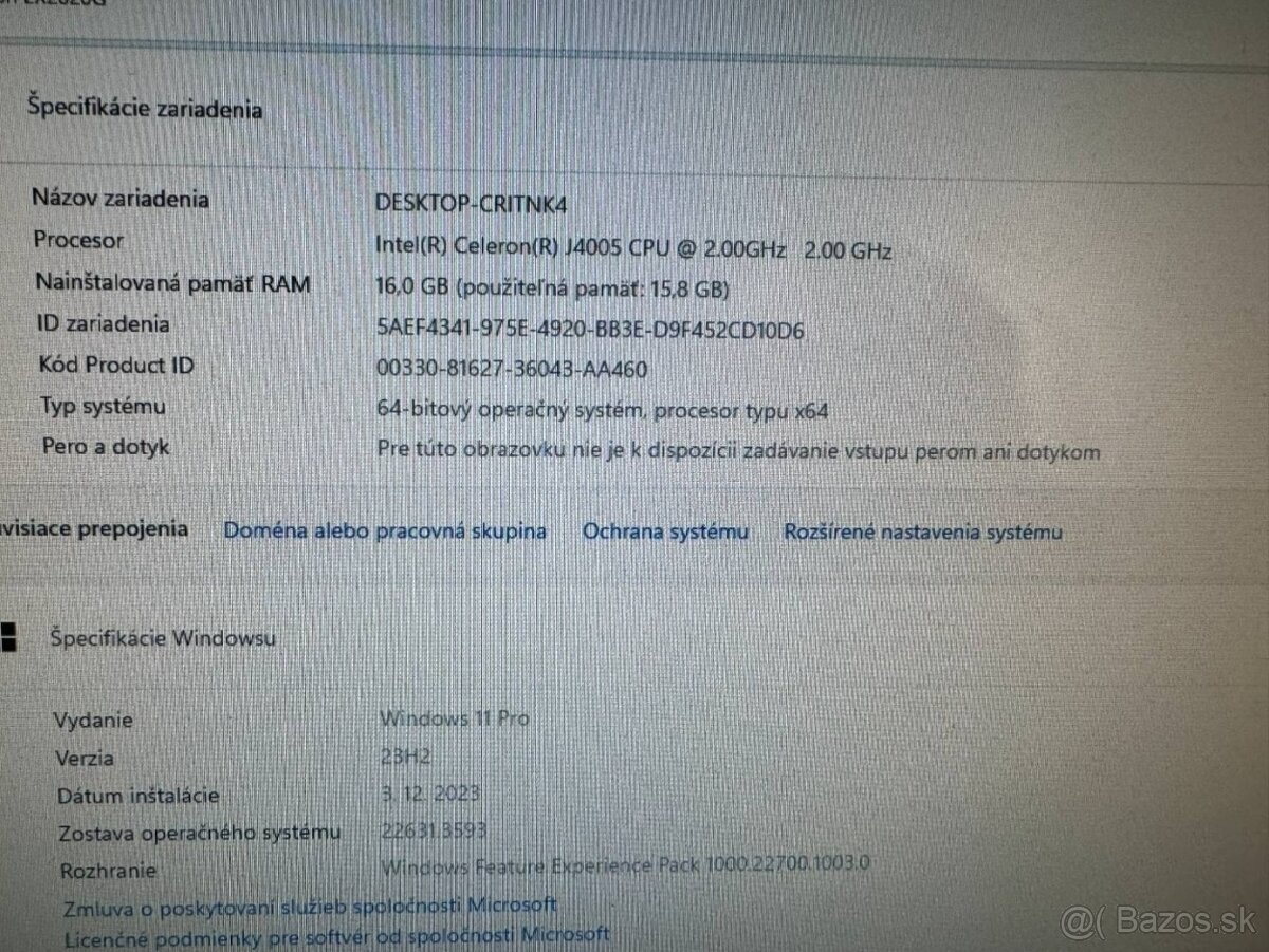 Počítač Acer.Intel Celeron J4005 2x2,00GHz.16gb ram.512SSD - 9