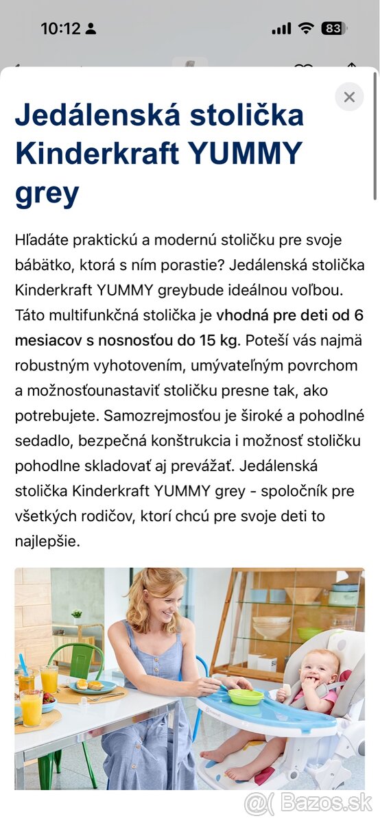 Stolička nakŕmenie KINDERKRAFT YUMMY sivá - 9
