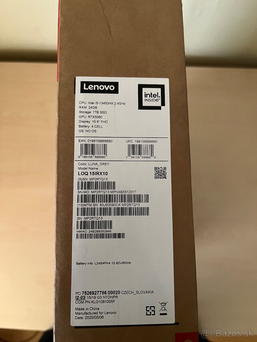 Lenovo LOQ, RTX 5060, i5-13450HX, 24GB-DDR5 - 9