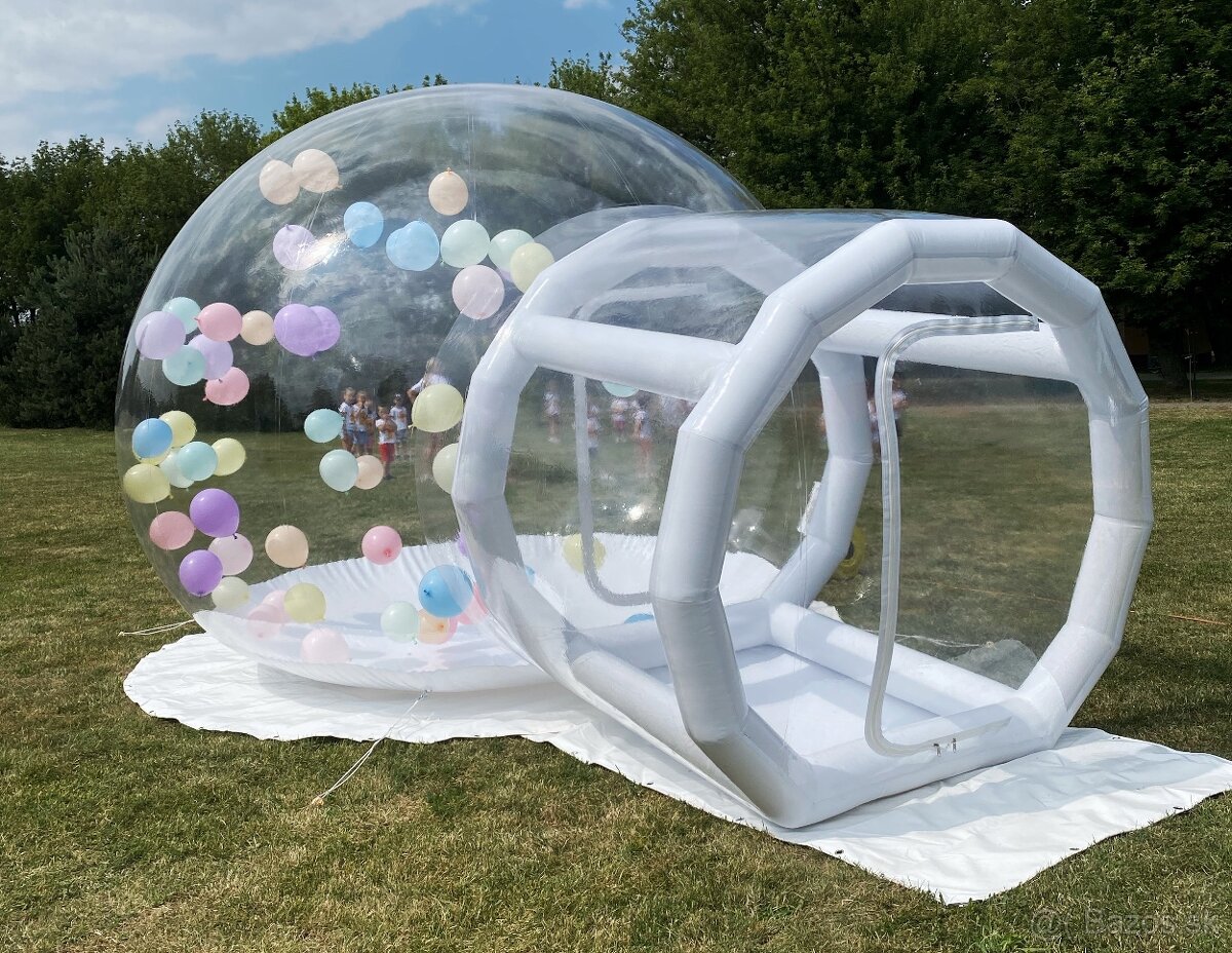 Skakací hrad biely & Bubble House -PRENÁJOM - 9