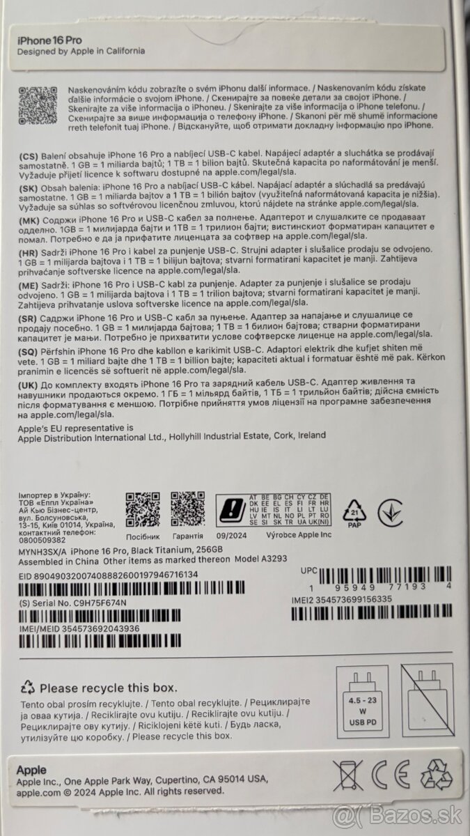 Predám iPhone 16 Pro Black Titanium 256GB - 9