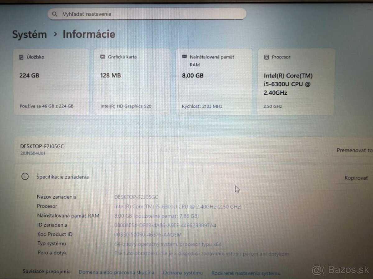Notebook Lenovo T470, i5, SSD 256 GB, 8 GB RAM, HD - 9