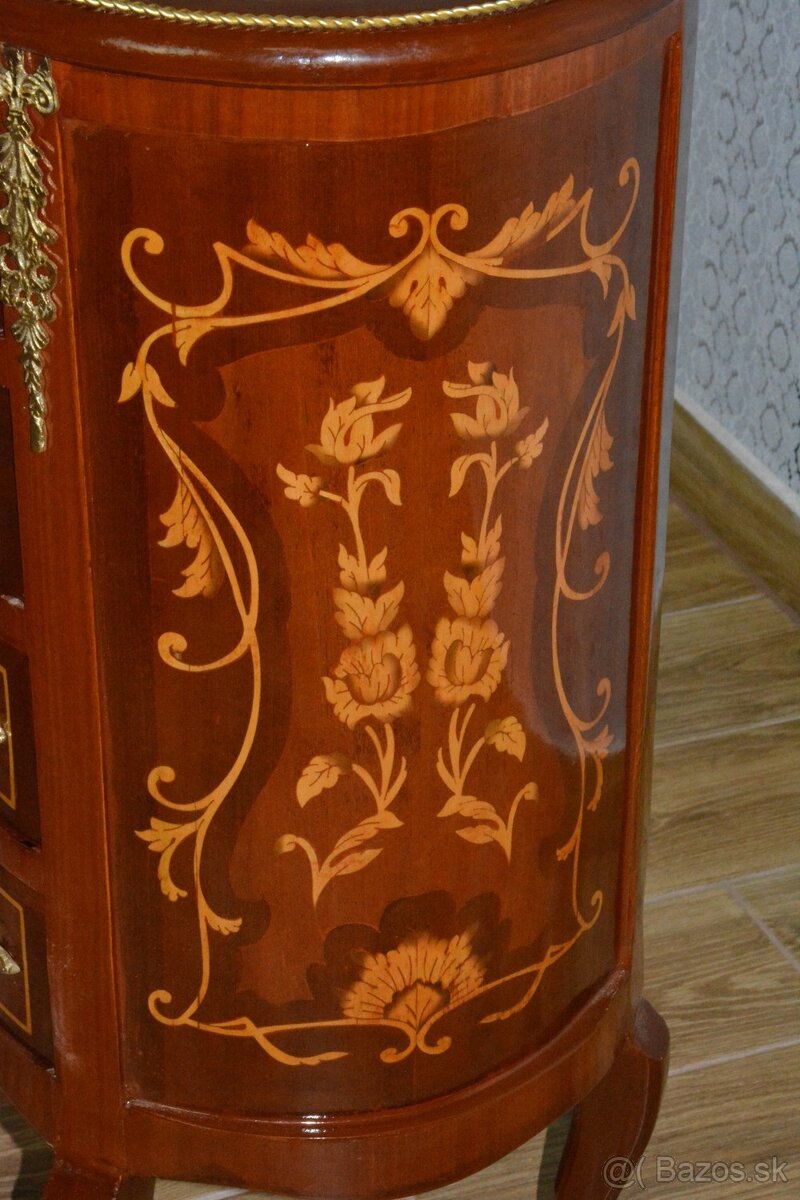 Zámecké intarzované komody s mramorem - 4 šuplíky - 9