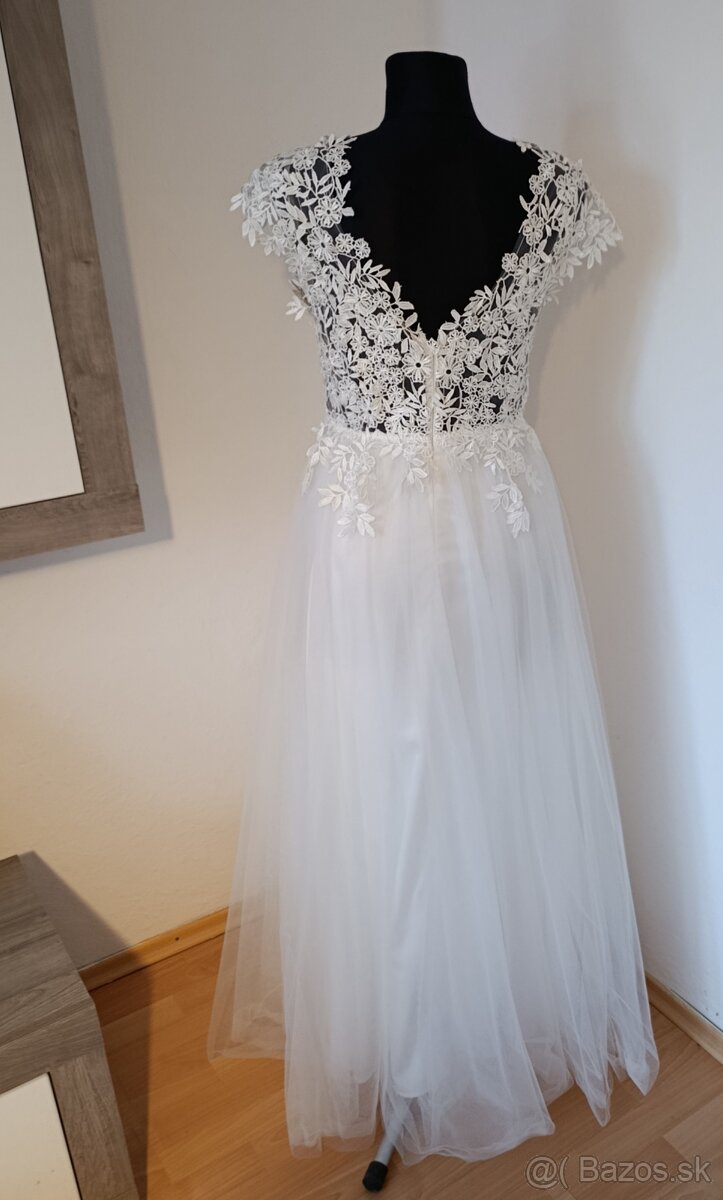 Svadobné šaty veľkosť L - 9