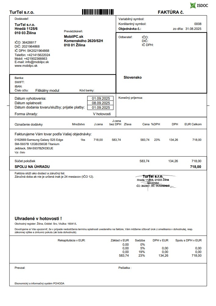 S25 edge - stav nového telefónu - záruka cez 21 mesiacov - 9