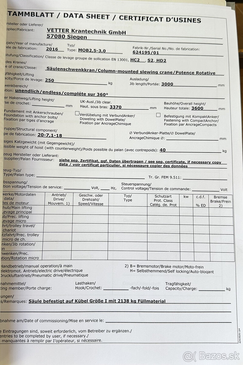 Jeřáb otočný VETTER s ABUS 250 kg - 9