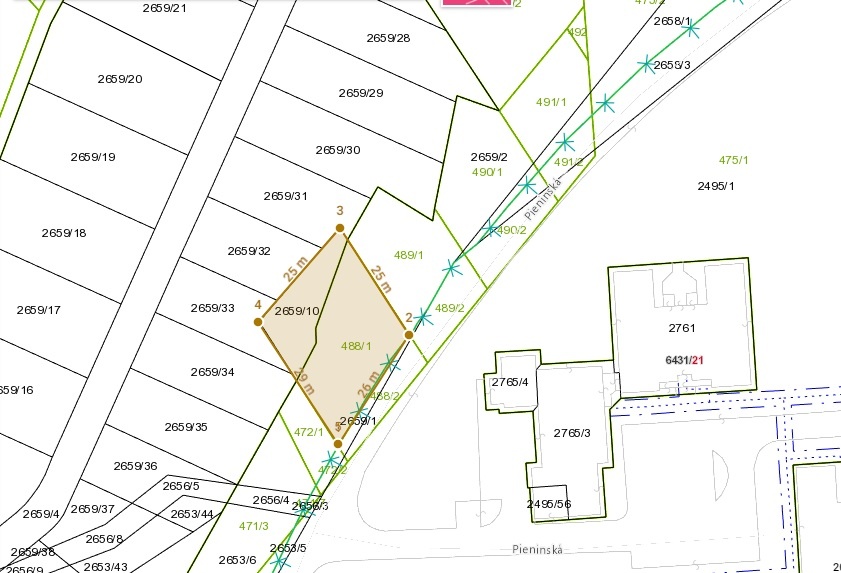 Pozemok Sásová,pri hl. asfalt ceste na parkovisko.Pieninská - 9