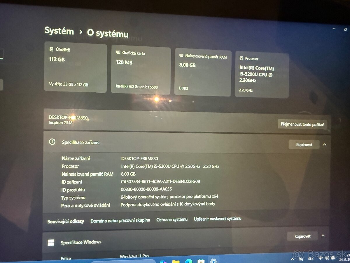 Predám dotykový 2v1 Dell 7348- i5, 8GB, 128gb NVMe - 9