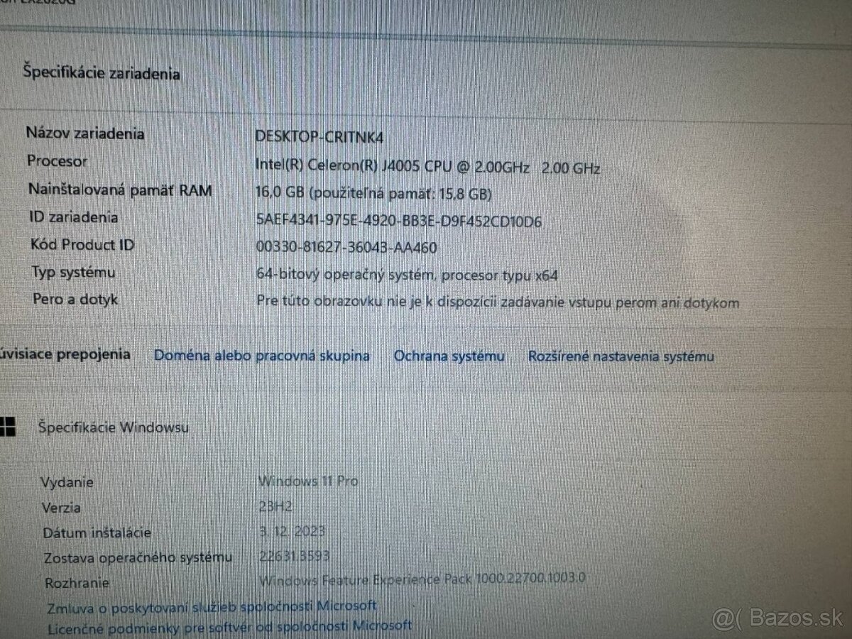 Počítač Acer.Intel Celeron J4005 2x2,00GHz.16gb ram.512SSD - 9