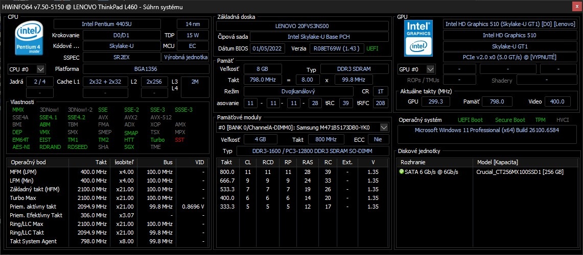 Lenovo ThinkPad L460 /Pentium 4405U/8GB RAM/HD/256GB SSD - 9